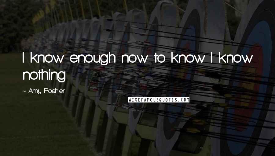 Amy Poehler Quotes: I know enough now to know I know nothing.