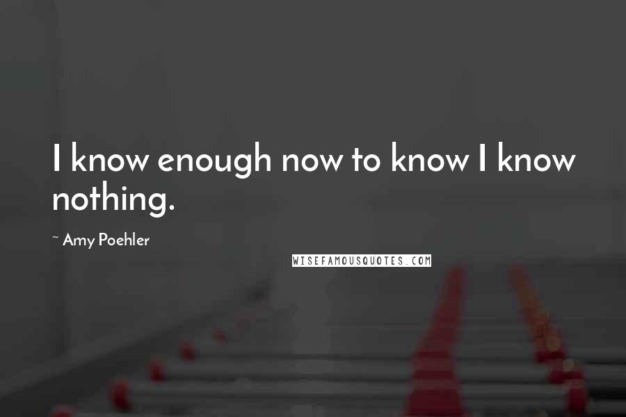 Amy Poehler Quotes: I know enough now to know I know nothing.
