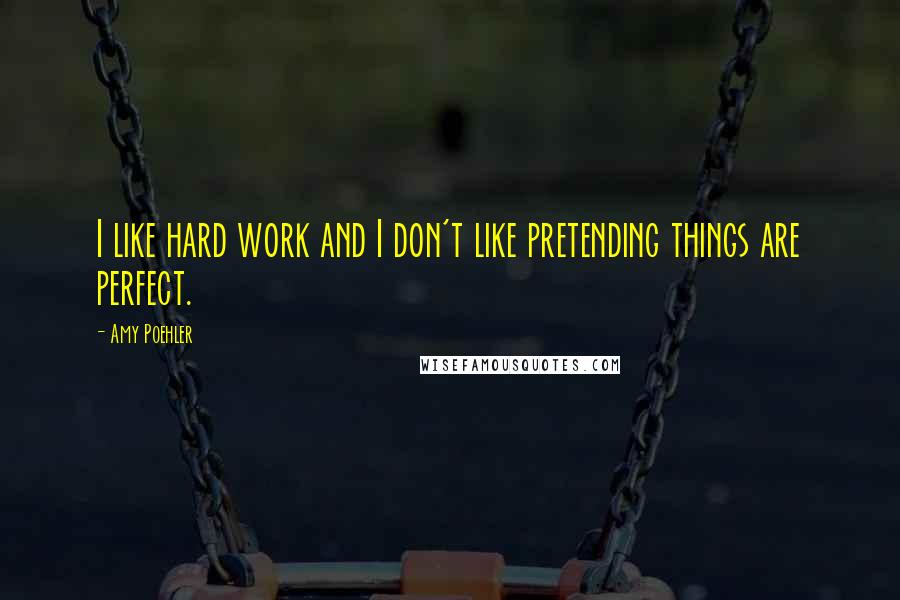 Amy Poehler Quotes: I like hard work and I don't like pretending things are perfect.