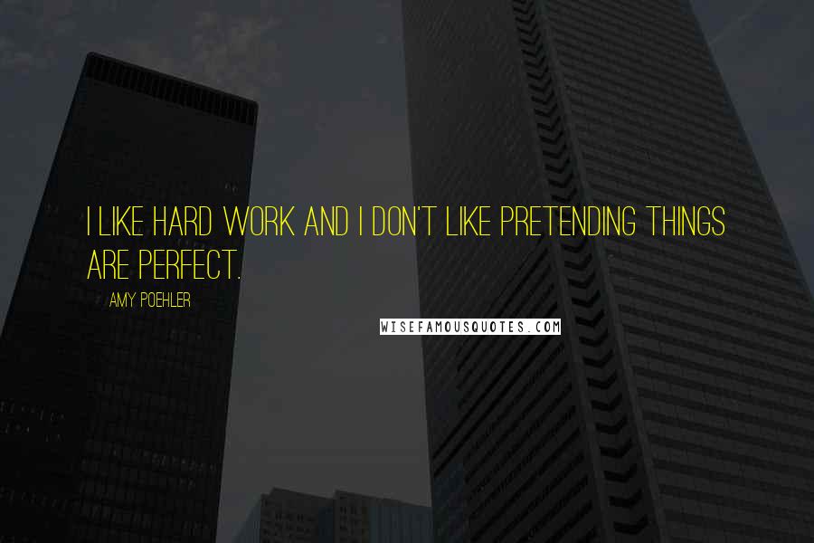 Amy Poehler Quotes: I like hard work and I don't like pretending things are perfect.