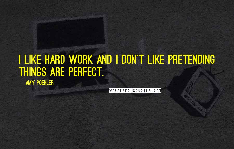 Amy Poehler Quotes: I like hard work and I don't like pretending things are perfect.