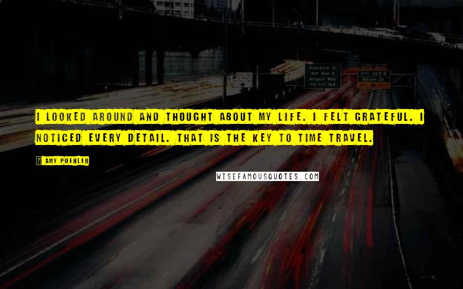 Amy Poehler Quotes: I looked around and thought about my life. I felt grateful. I noticed every detail. That is the key to time travel.