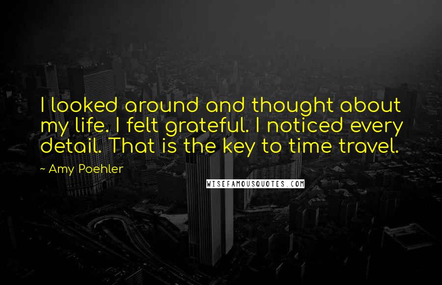 Amy Poehler Quotes: I looked around and thought about my life. I felt grateful. I noticed every detail. That is the key to time travel.