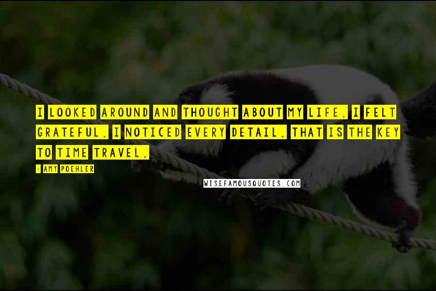 Amy Poehler Quotes: I looked around and thought about my life. I felt grateful. I noticed every detail. That is the key to time travel.