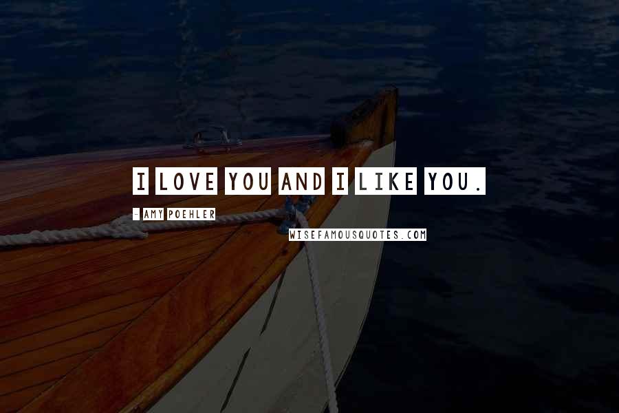 Amy Poehler Quotes: I love you and I like you.