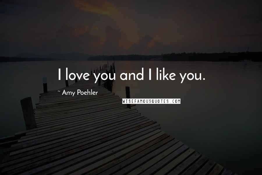 Amy Poehler Quotes: I love you and I like you.