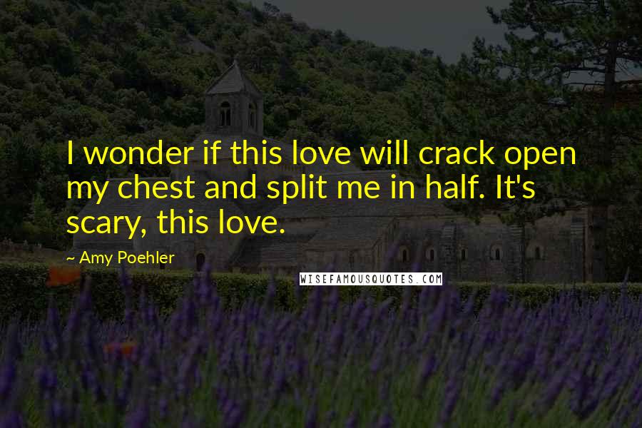 Amy Poehler Quotes: I wonder if this love will crack open my chest and split me in half. It's scary, this love.