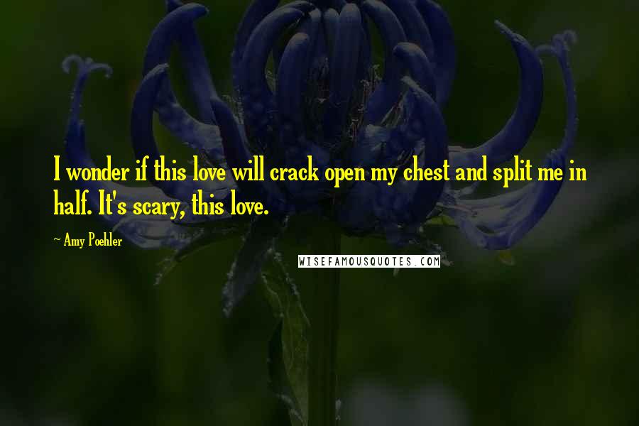 Amy Poehler Quotes: I wonder if this love will crack open my chest and split me in half. It's scary, this love.