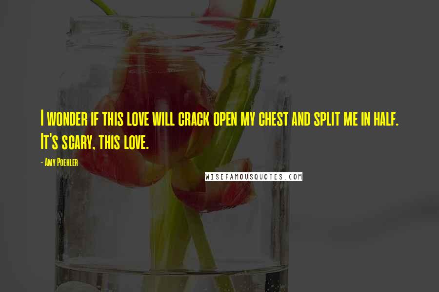 Amy Poehler Quotes: I wonder if this love will crack open my chest and split me in half. It's scary, this love.