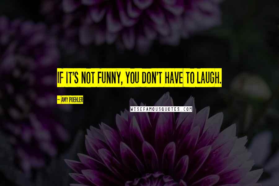 Amy Poehler Quotes: If it's not funny, you don't have to laugh.