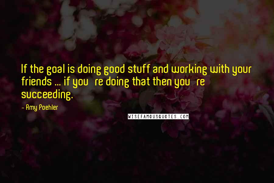 Amy Poehler Quotes: If the goal is doing good stuff and working with your friends ... if you're doing that then you're succeeding.