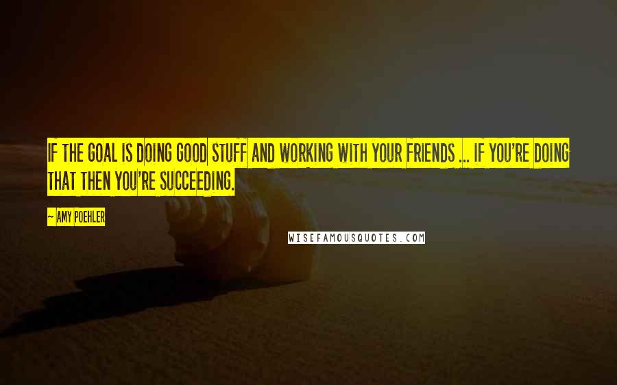 Amy Poehler Quotes: If the goal is doing good stuff and working with your friends ... if you're doing that then you're succeeding.