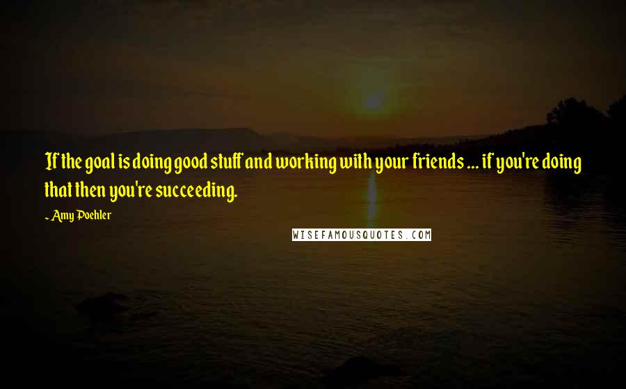 Amy Poehler Quotes: If the goal is doing good stuff and working with your friends ... if you're doing that then you're succeeding.