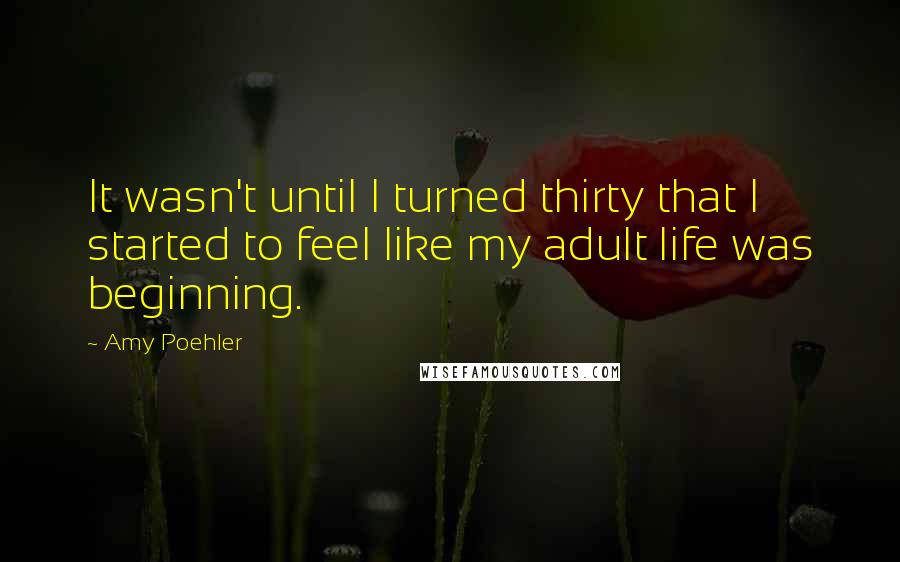 Amy Poehler Quotes: It wasn't until I turned thirty that I started to feel like my adult life was beginning.