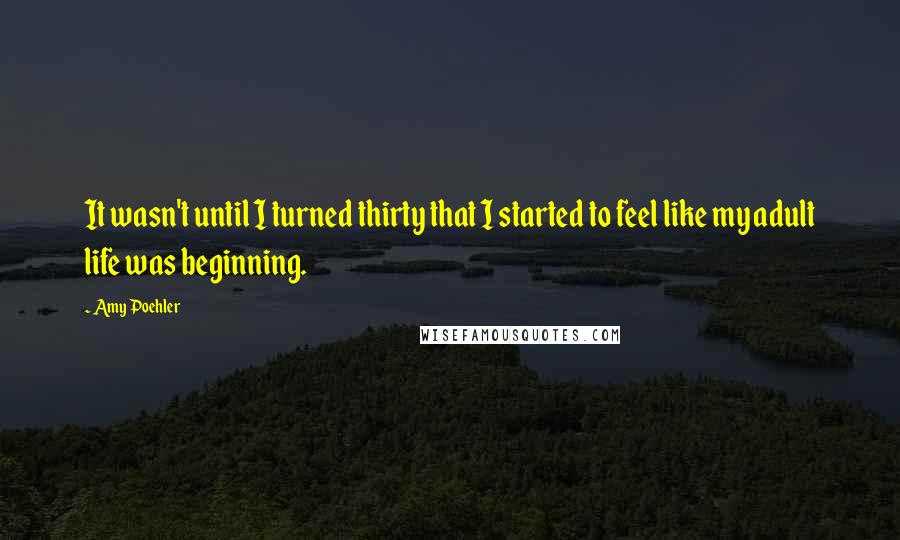 Amy Poehler Quotes: It wasn't until I turned thirty that I started to feel like my adult life was beginning.