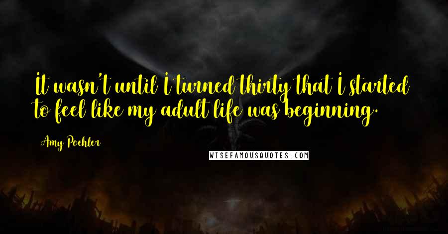 Amy Poehler Quotes: It wasn't until I turned thirty that I started to feel like my adult life was beginning.