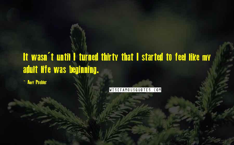 Amy Poehler Quotes: It wasn't until I turned thirty that I started to feel like my adult life was beginning.