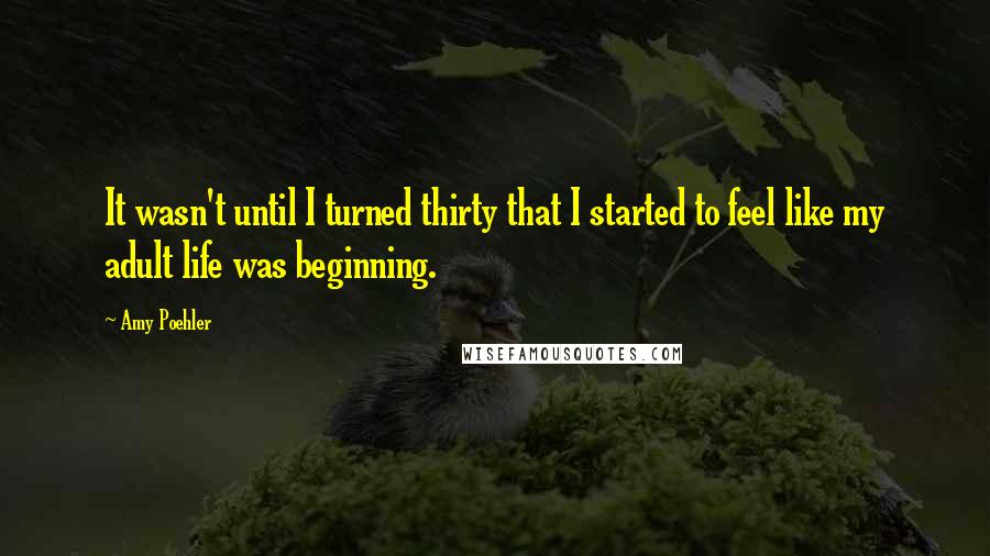 Amy Poehler Quotes: It wasn't until I turned thirty that I started to feel like my adult life was beginning.