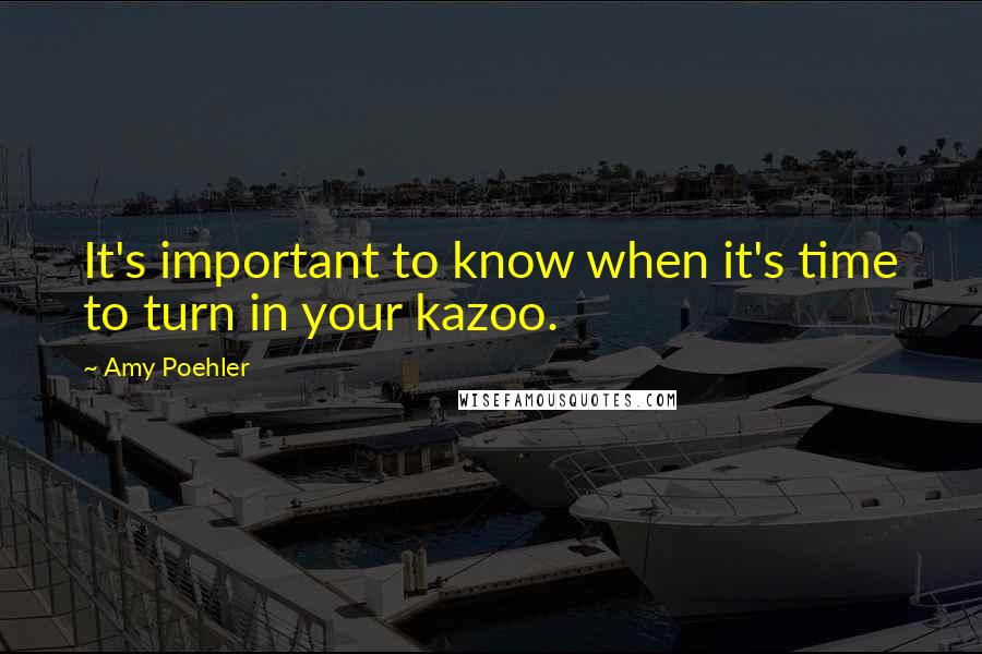 Amy Poehler Quotes: It's important to know when it's time to turn in your kazoo.