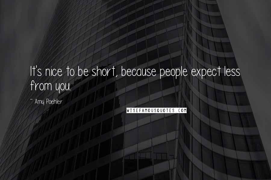 Amy Poehler Quotes: It's nice to be short, because people expect less from you.