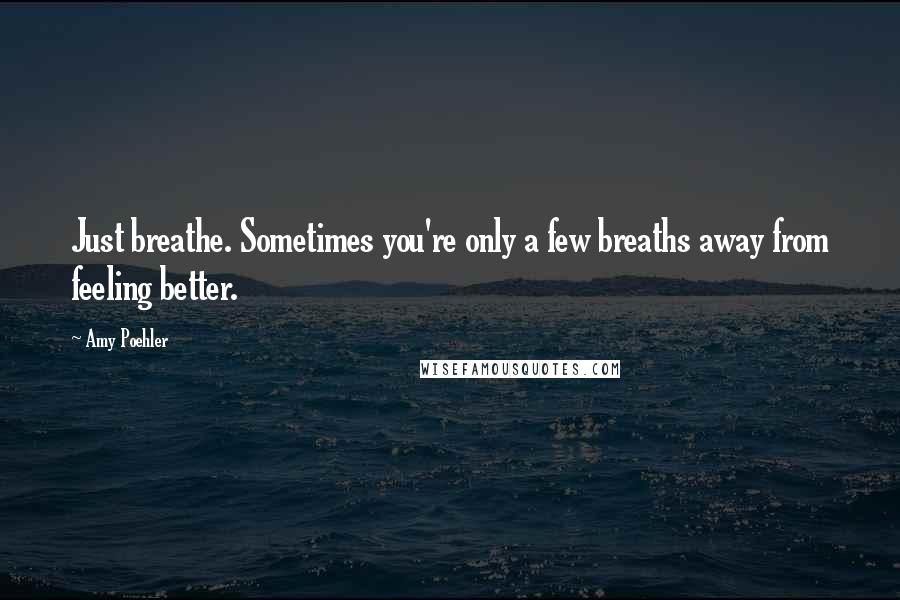 Amy Poehler Quotes: Just breathe. Sometimes you're only a few breaths away from feeling better.