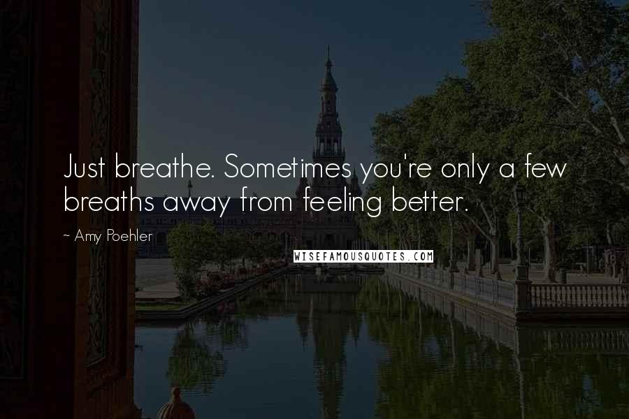 Amy Poehler Quotes: Just breathe. Sometimes you're only a few breaths away from feeling better.