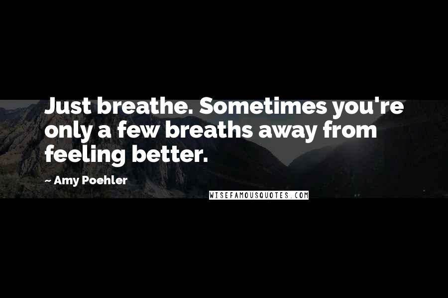 Amy Poehler Quotes: Just breathe. Sometimes you're only a few breaths away from feeling better.