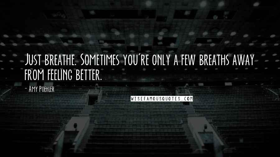 Amy Poehler Quotes: Just breathe. Sometimes you're only a few breaths away from feeling better.