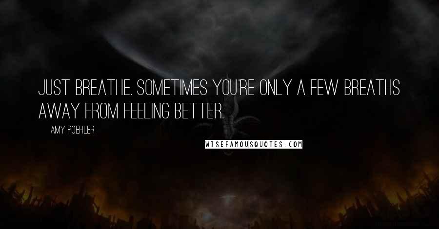 Amy Poehler Quotes: Just breathe. Sometimes you're only a few breaths away from feeling better.