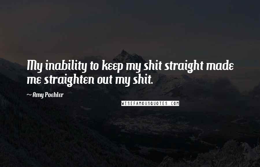 Amy Poehler Quotes: My inability to keep my shit straight made me straighten out my shit.