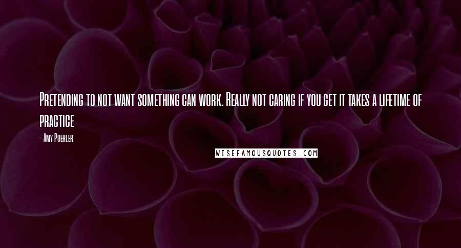 Amy Poehler Quotes: Pretending to not want something can work. Really not caring if you get it takes a lifetime of practice