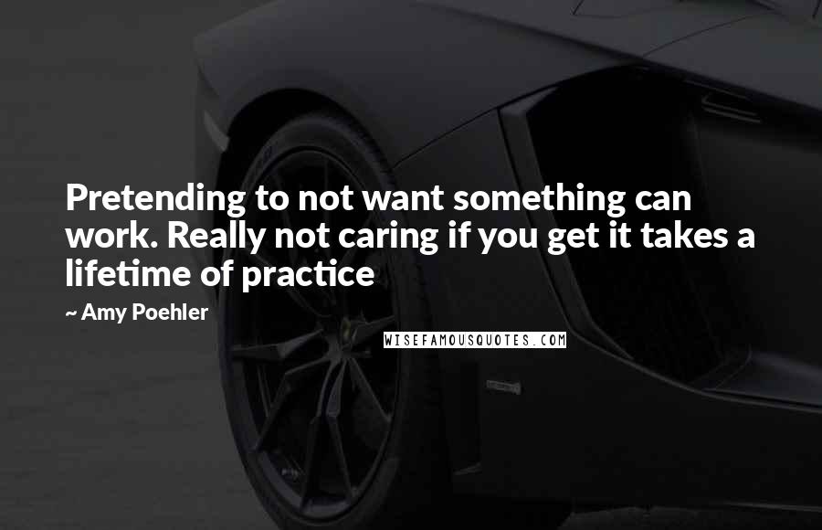 Amy Poehler Quotes: Pretending to not want something can work. Really not caring if you get it takes a lifetime of practice