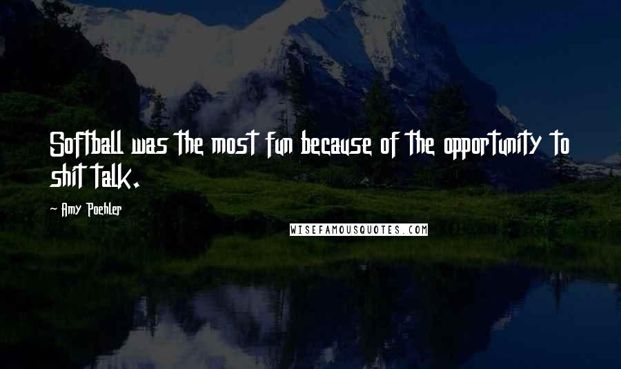 Amy Poehler Quotes: Softball was the most fun because of the opportunity to shit talk.