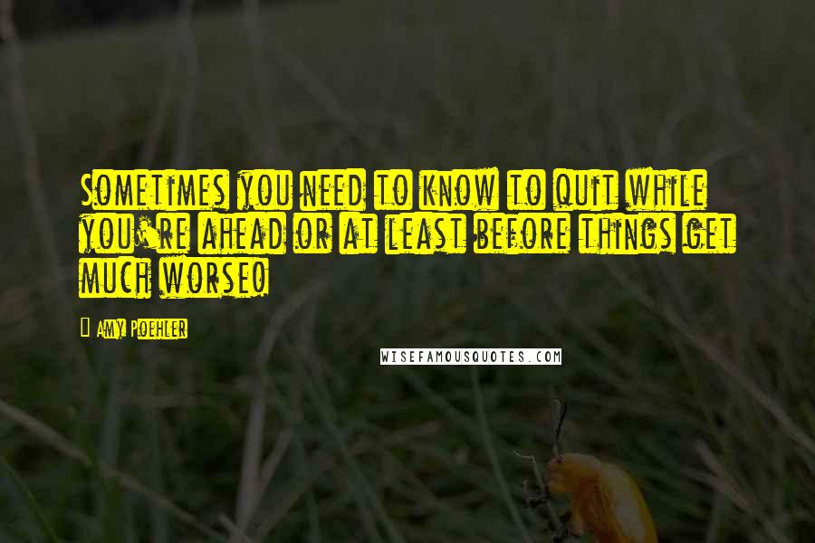 Amy Poehler Quotes: Sometimes you need to know to quit while you're ahead or at least before things get much worse!