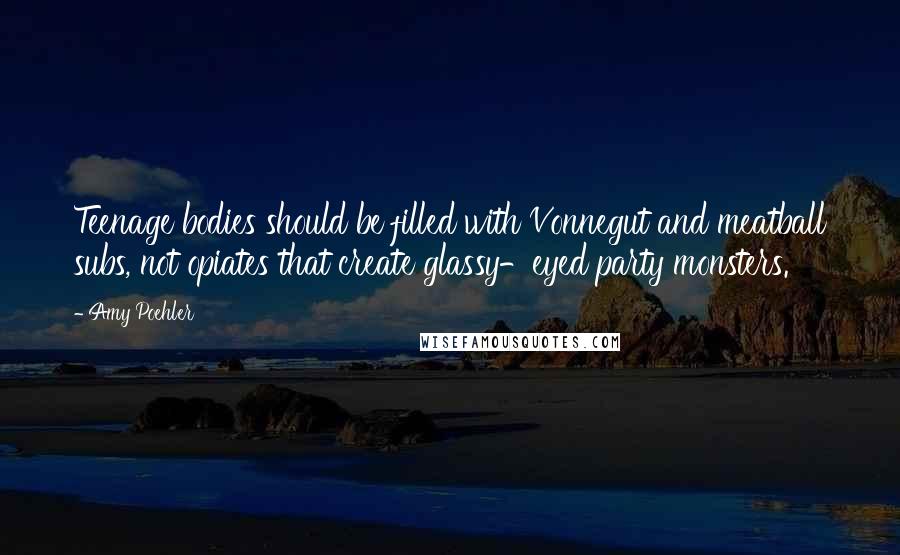 Amy Poehler Quotes: Teenage bodies should be filled with Vonnegut and meatball subs, not opiates that create glassy-eyed party monsters.