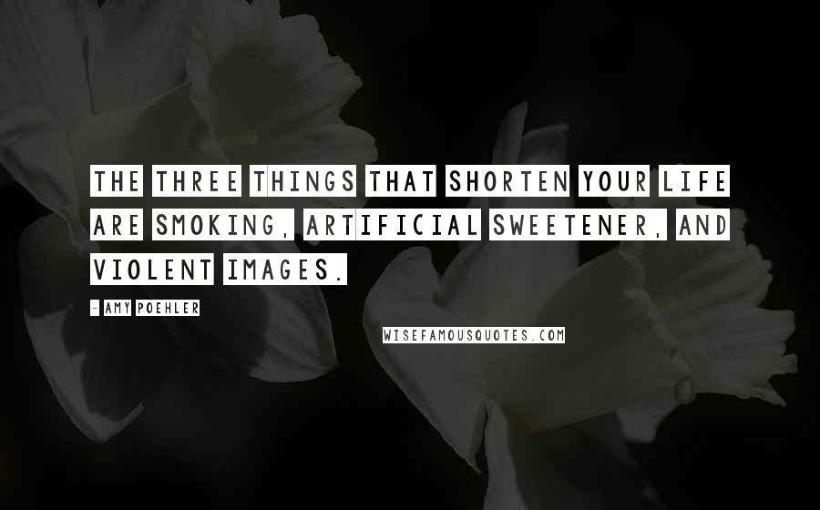 Amy Poehler Quotes: The three things that shorten your life are smoking, artificial sweetener, and violent images.