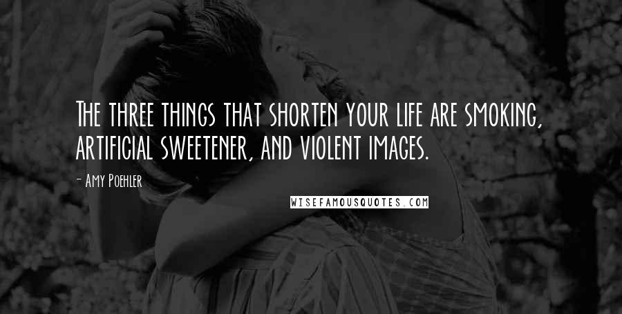 Amy Poehler Quotes: The three things that shorten your life are smoking, artificial sweetener, and violent images.