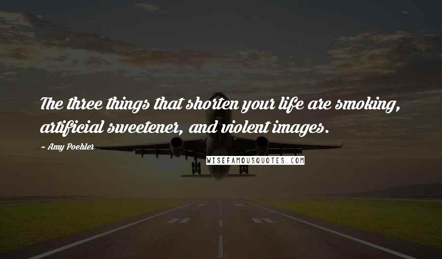 Amy Poehler Quotes: The three things that shorten your life are smoking, artificial sweetener, and violent images.