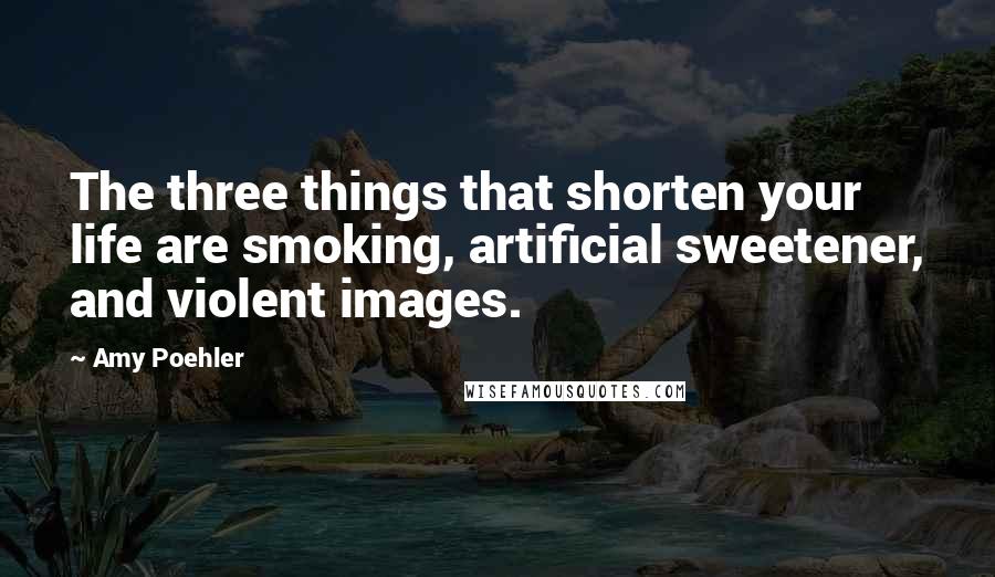 Amy Poehler Quotes: The three things that shorten your life are smoking, artificial sweetener, and violent images.