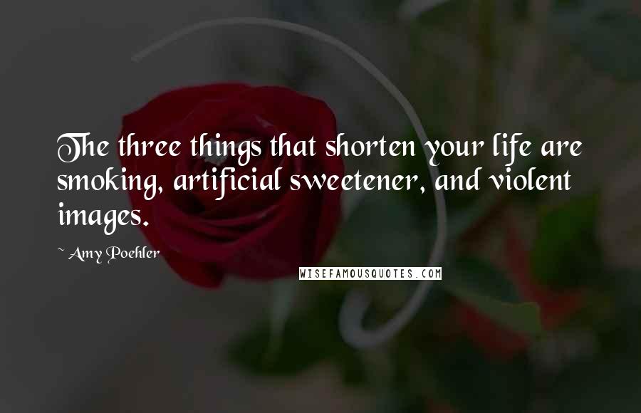 Amy Poehler Quotes: The three things that shorten your life are smoking, artificial sweetener, and violent images.