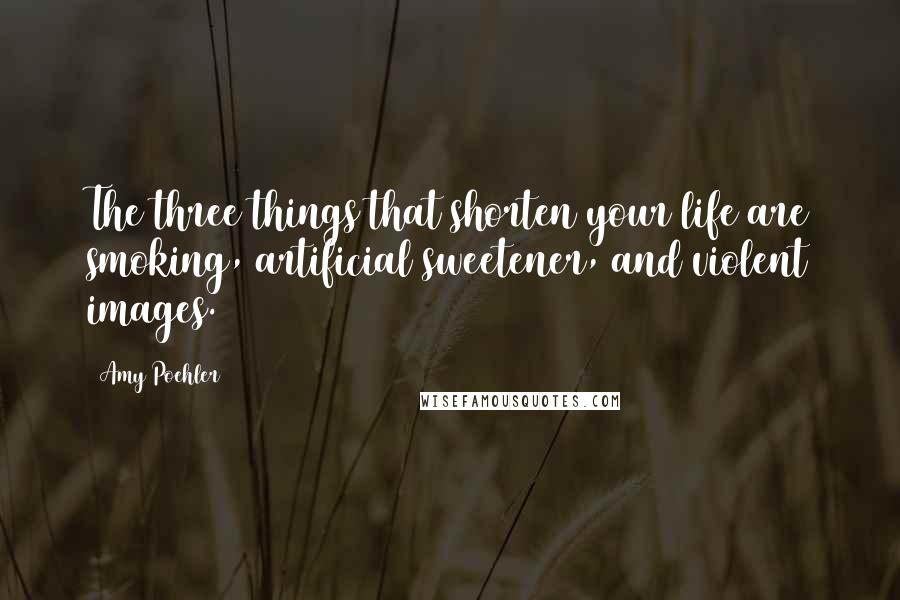 Amy Poehler Quotes: The three things that shorten your life are smoking, artificial sweetener, and violent images.