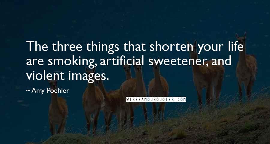 Amy Poehler Quotes: The three things that shorten your life are smoking, artificial sweetener, and violent images.