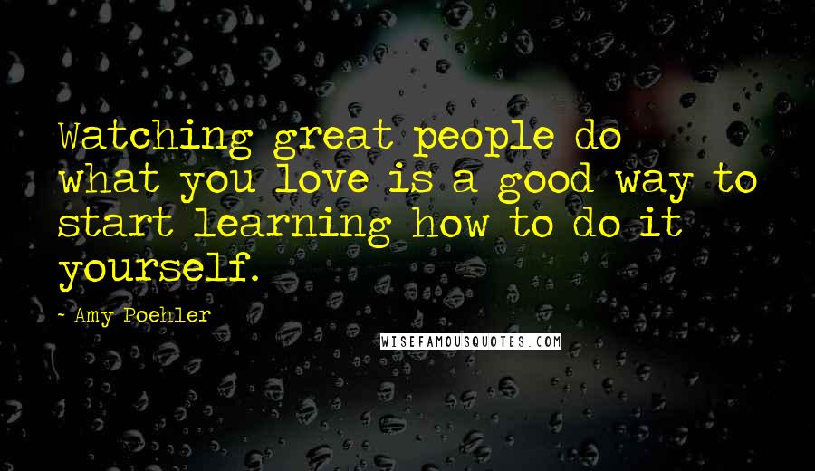 Amy Poehler Quotes: Watching great people do what you love is a good way to start learning how to do it yourself.