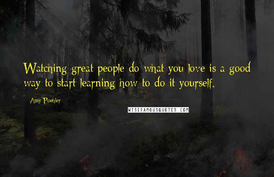 Amy Poehler Quotes: Watching great people do what you love is a good way to start learning how to do it yourself.