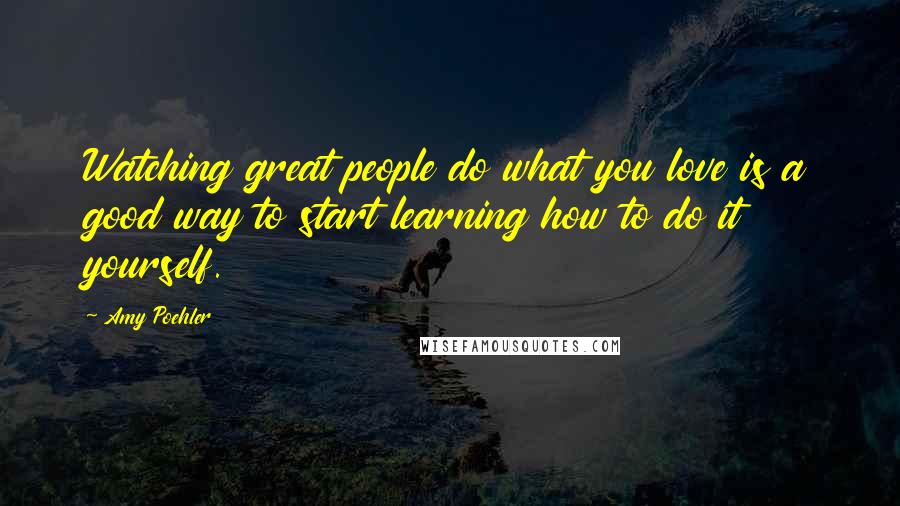 Amy Poehler Quotes: Watching great people do what you love is a good way to start learning how to do it yourself.