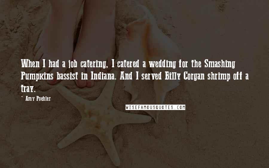 Amy Poehler Quotes: When I had a job catering, I catered a wedding for the Smashing Pumpkins bassist in Indiana. And I served Billy Corgan shrimp off a tray.