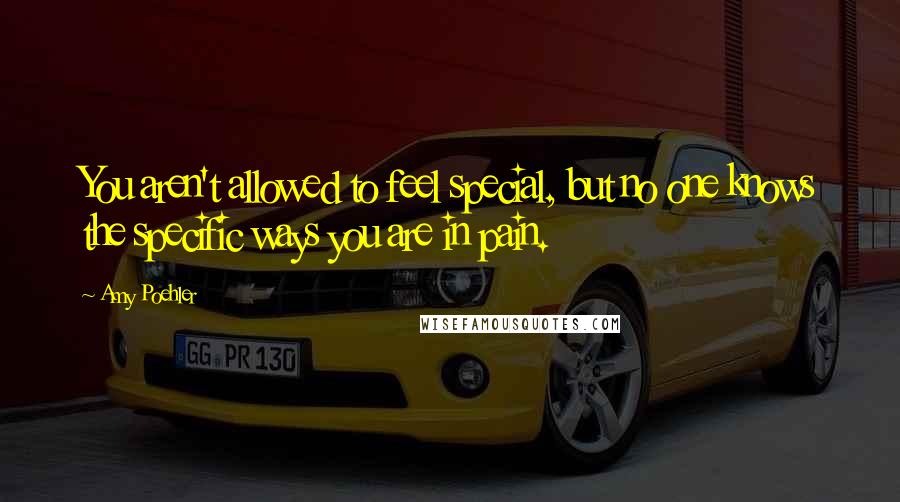 Amy Poehler Quotes: You aren't allowed to feel special, but no one knows the specific ways you are in pain.