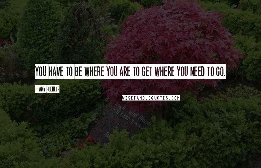 Amy Poehler Quotes: You have to be where you are to get where you need to go.