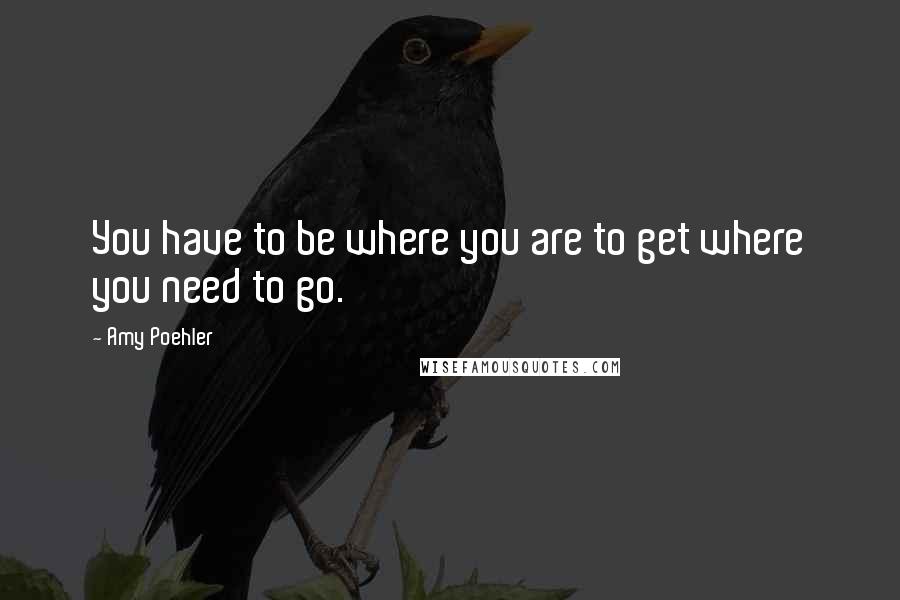 Amy Poehler Quotes: You have to be where you are to get where you need to go.