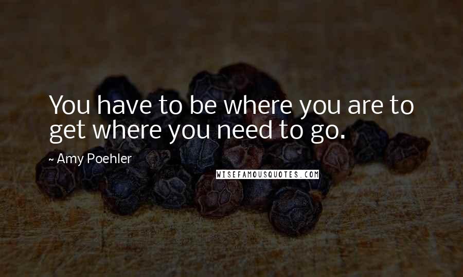 Amy Poehler Quotes: You have to be where you are to get where you need to go.